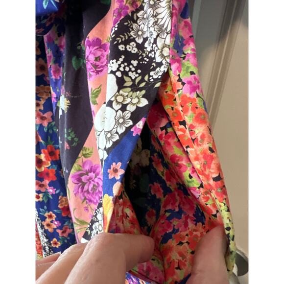 AMUR Nyla Floral Stripe Tie Front Mini Dress Size 8 Organic Cotton - Picture 9 of 11